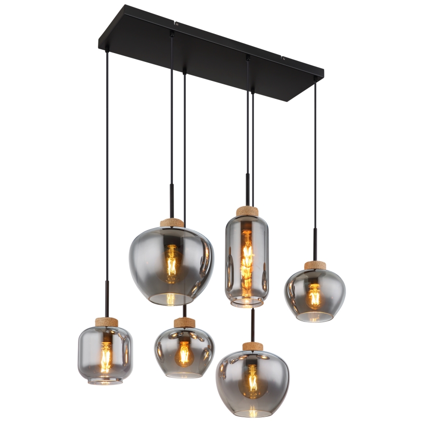 Globo - Полилей на кабел 6xE27/40W/230V черен