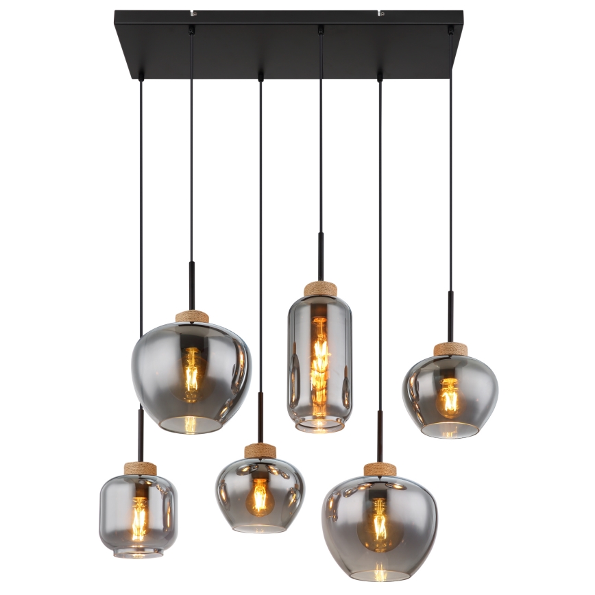 Globo - Полилей на кабел 6xE27/40W/230V черен