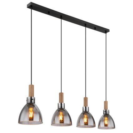 Globo 15550-4H - Полилей на кабел MATTEA 4xE27/6W/230V черен/димчат