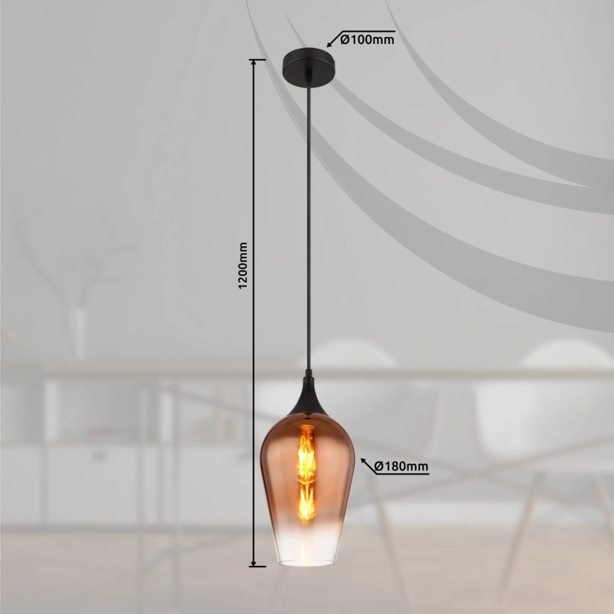 Globo - Пендел 1xE27/60W/230V Ø 18 см меден