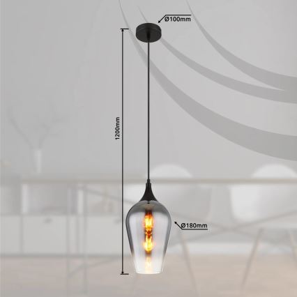 Globo - Пендел 1xE27/60W/230V Ø 18 см черен
