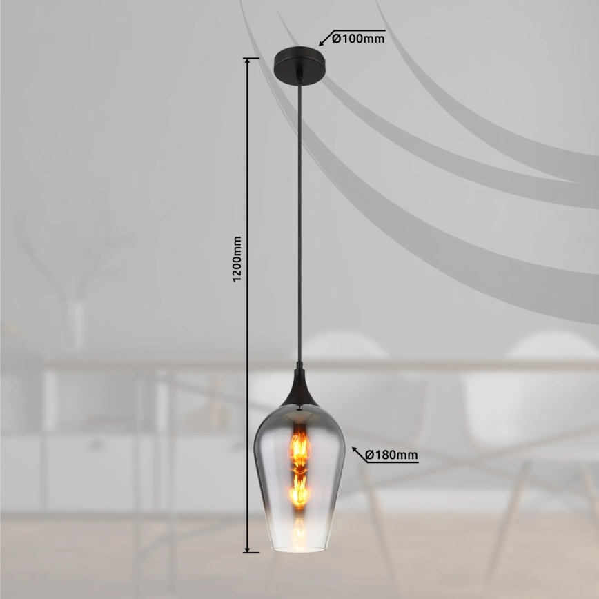 Globo - Пендел 1xE27/60W/230V Ø 18 см черен