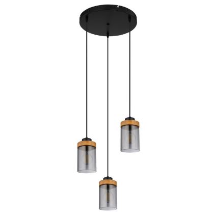 Globo - Висящ полилей 3xE27/40W/230V метален/дървен