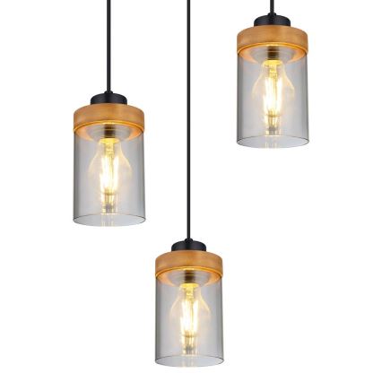 Globo - Висящ полилей 3xE27/40W/230V метален/дървен