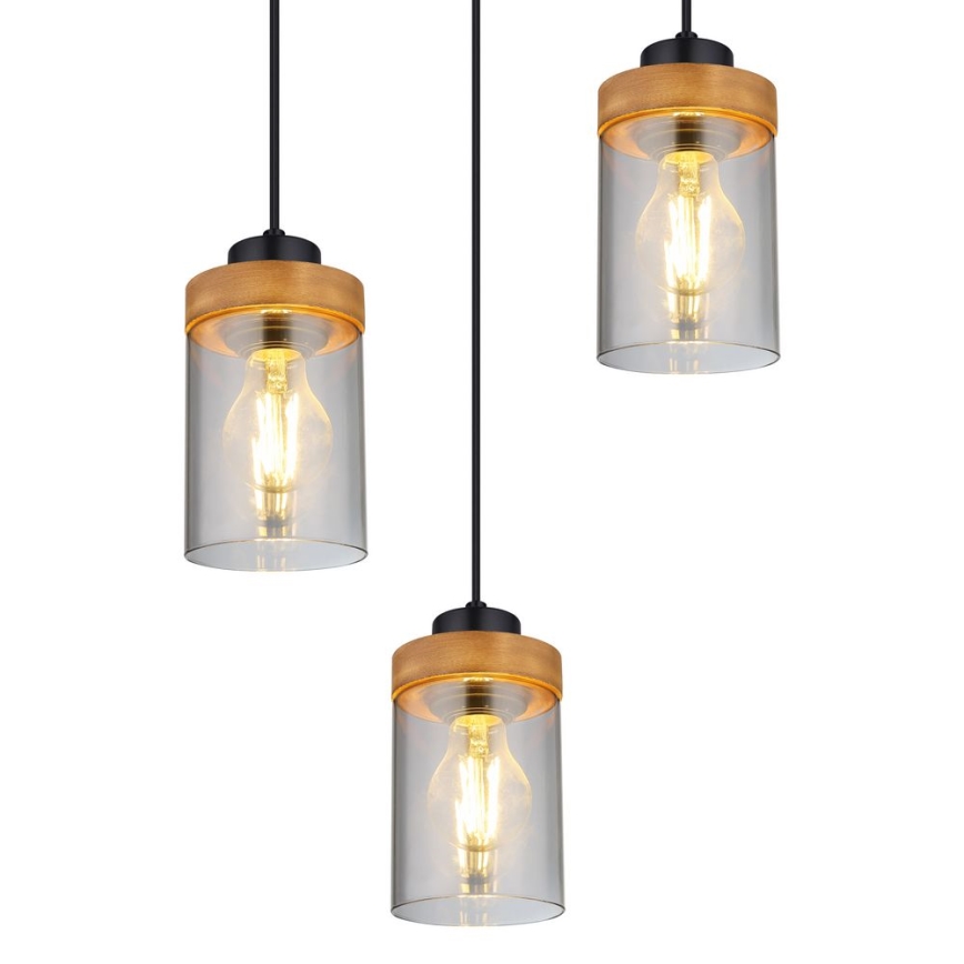 Globo - Висящ полилей 3xE27/40W/230V метален/дървен