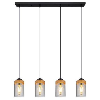 Globo - Висящ полилей 4xE27/40W/230V метален/дървен