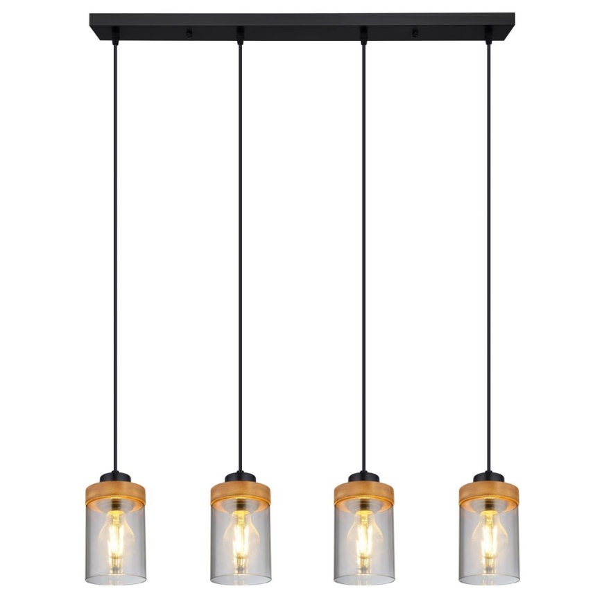 Globo - Висящ полилей 4xE27/40W/230V метален/дървен