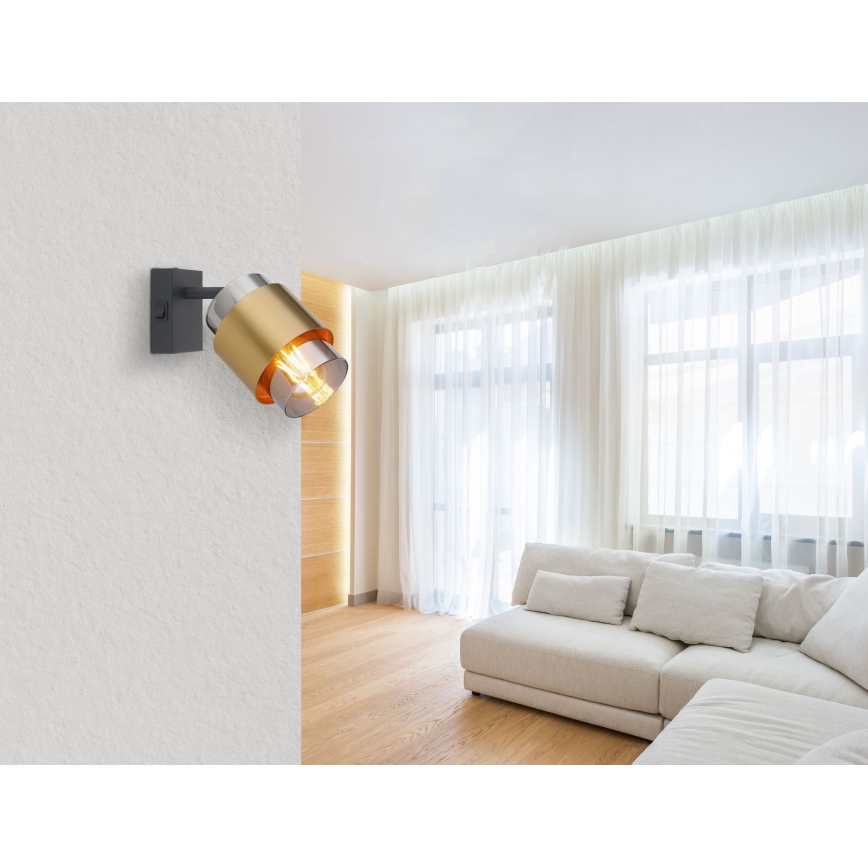 Globo - Спот аплик 1xE27/40W/230V черен/месинг