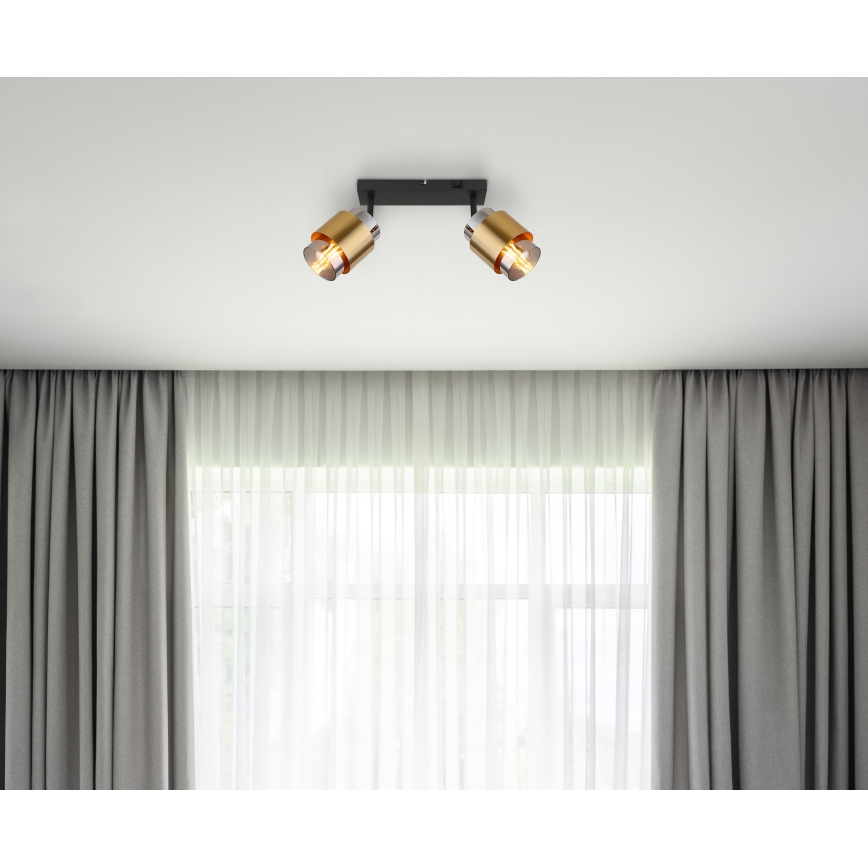 Globo - Спот 2xE27/40W/230V черен/месинг