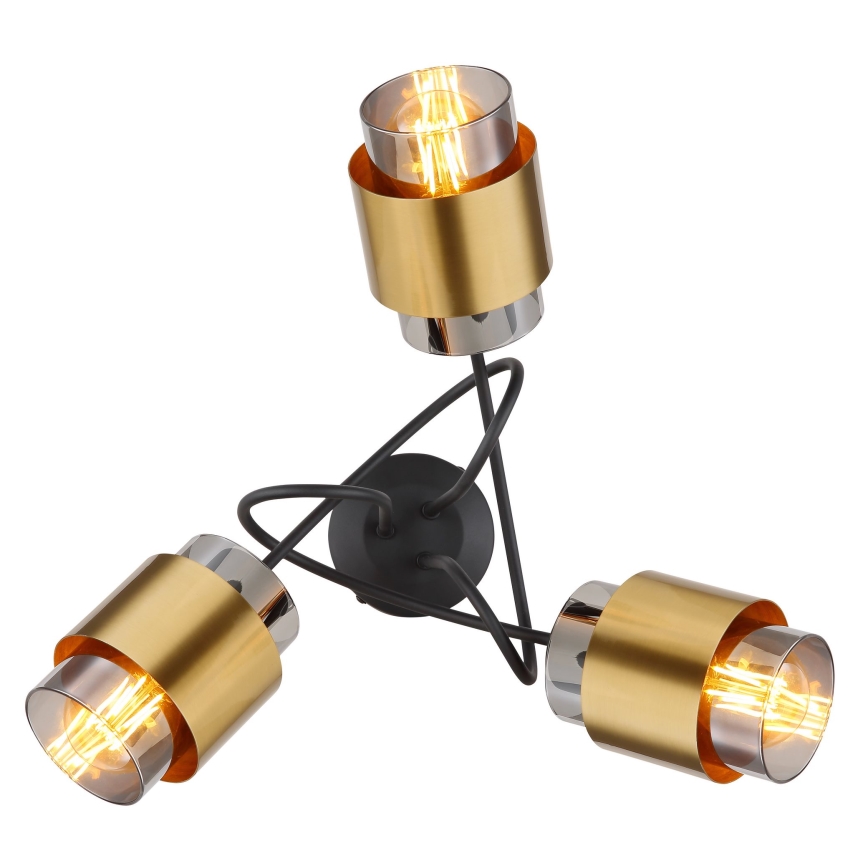 Globo - Полилей за повърхностен монтаж 3xE27/40W/230V черен/месинг