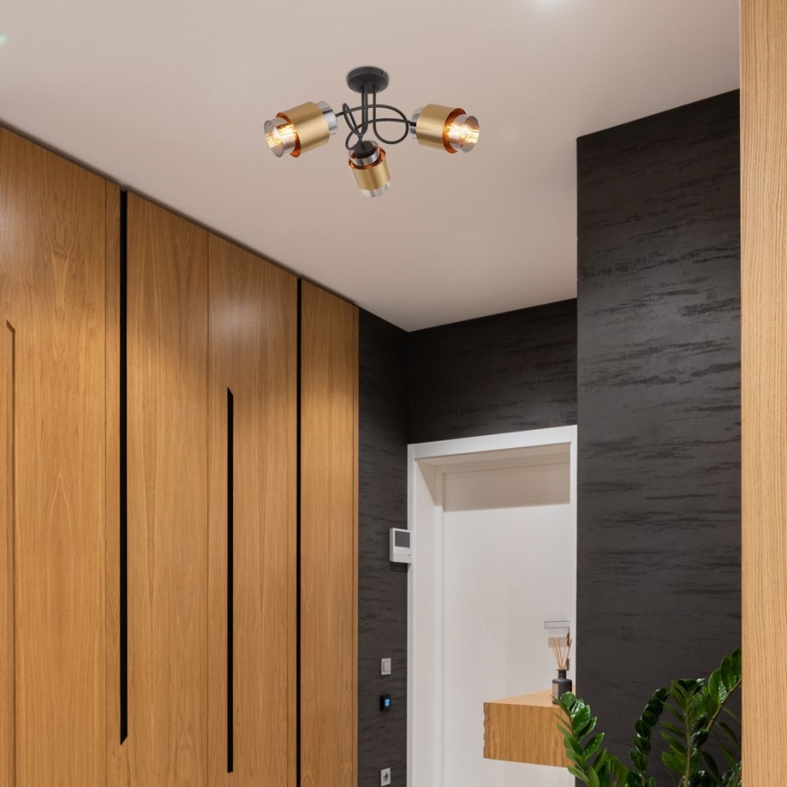 Globo - Полилей за повърхностен монтаж 3xE27/40W/230V черен/месинг