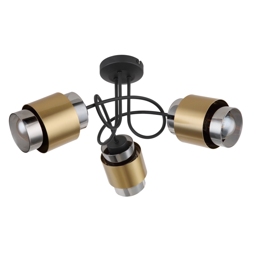 Globo - Полилей за повърхностен монтаж 3xE27/40W/230V черен/месинг