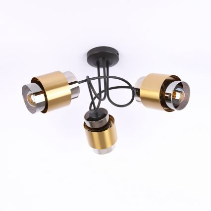 Globo - Полилей за повърхностен монтаж 3xE27/40W/230V черен/месинг
