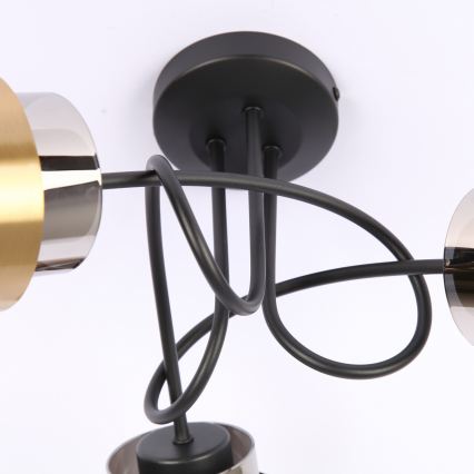 Globo - Полилей за повърхностен монтаж 3xE27/40W/230V черен/месинг