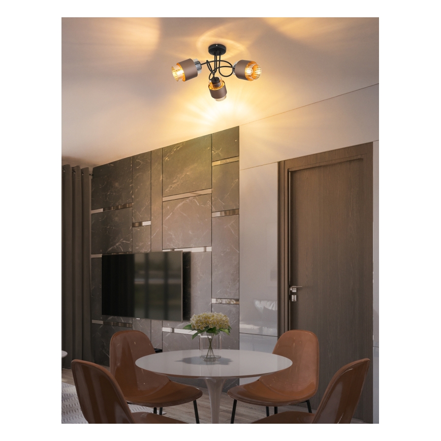 Globo - Полилей с повърхностен монтаж 3xE27/40W/230V черен/бронзов