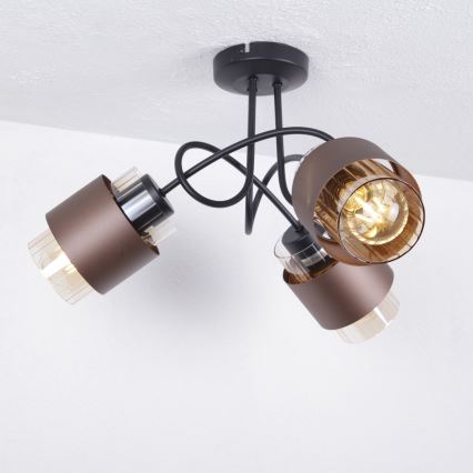 Globo - Полилей с повърхностен монтаж 3xE27/40W/230V черен/бронзов