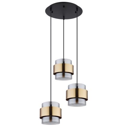 Globo - Висящ полилей 3xE27/60W/230V черен/месинг