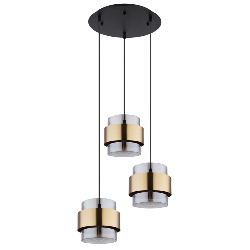 Globo - Висящ полилей 3xE27/60W/230V черен/месинг