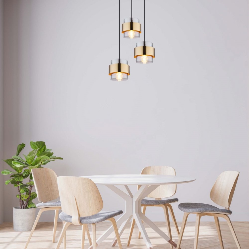 Globo - Висящ полилей 3xE27/60W/230V черен/месинг