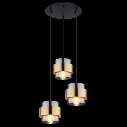 Globo - Висящ полилей 3xE27/60W/230V черен/месинг