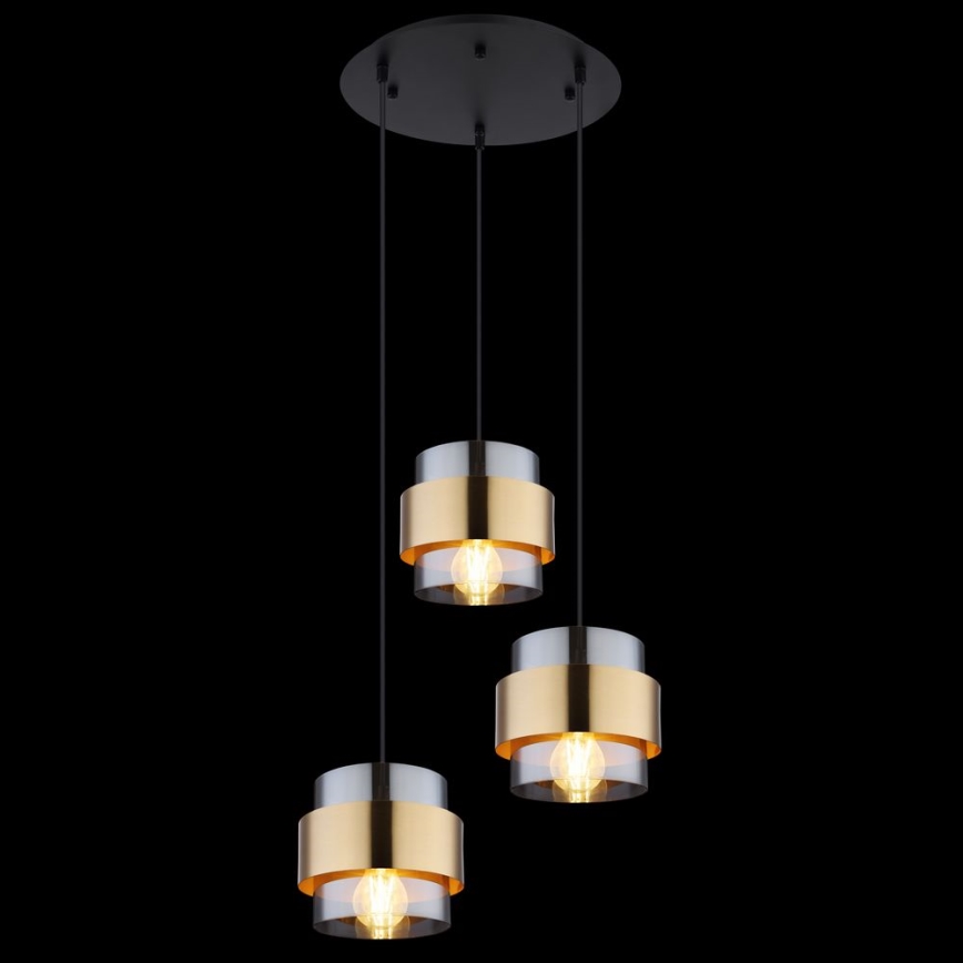 Globo - Висящ полилей 3xE27/60W/230V черен/месинг
