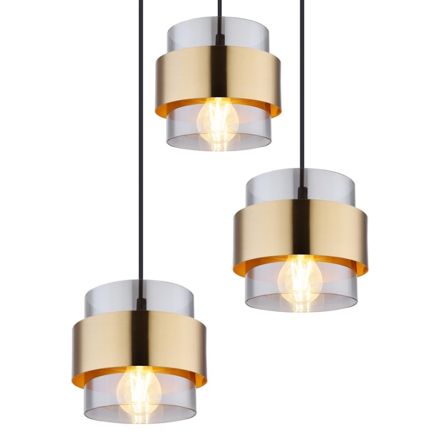 Globo - Висящ полилей 3xE27/60W/230V черен/месинг