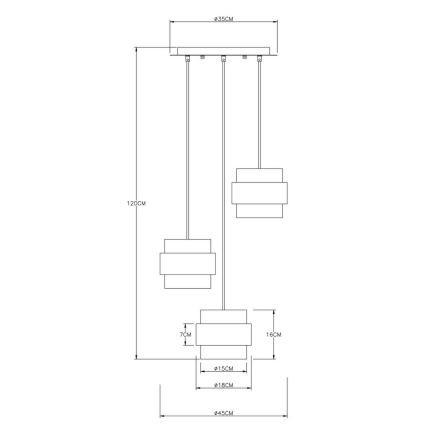 Globo - Висящ полилей 3xE27/60W/230V черен/месинг