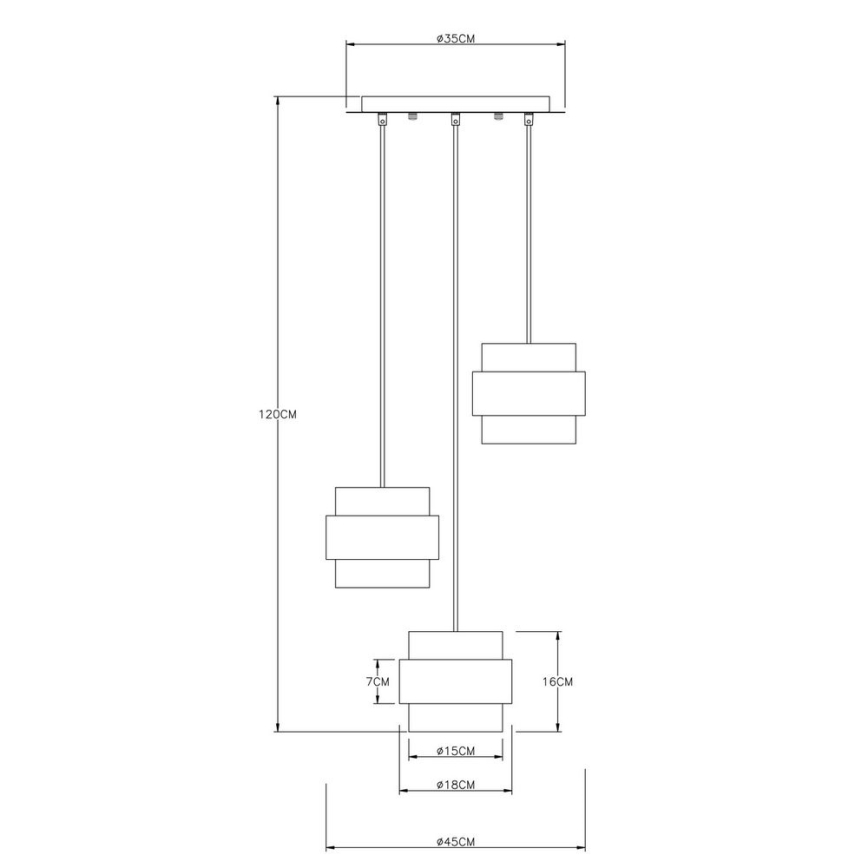 Globo - Висящ полилей 3xE27/60W/230V черен/месинг