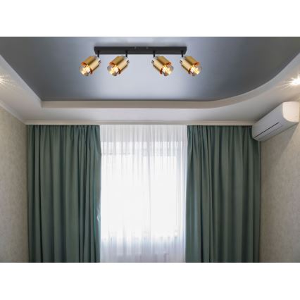 Globo - Спот 4xE27/40W/230V черен/месинг