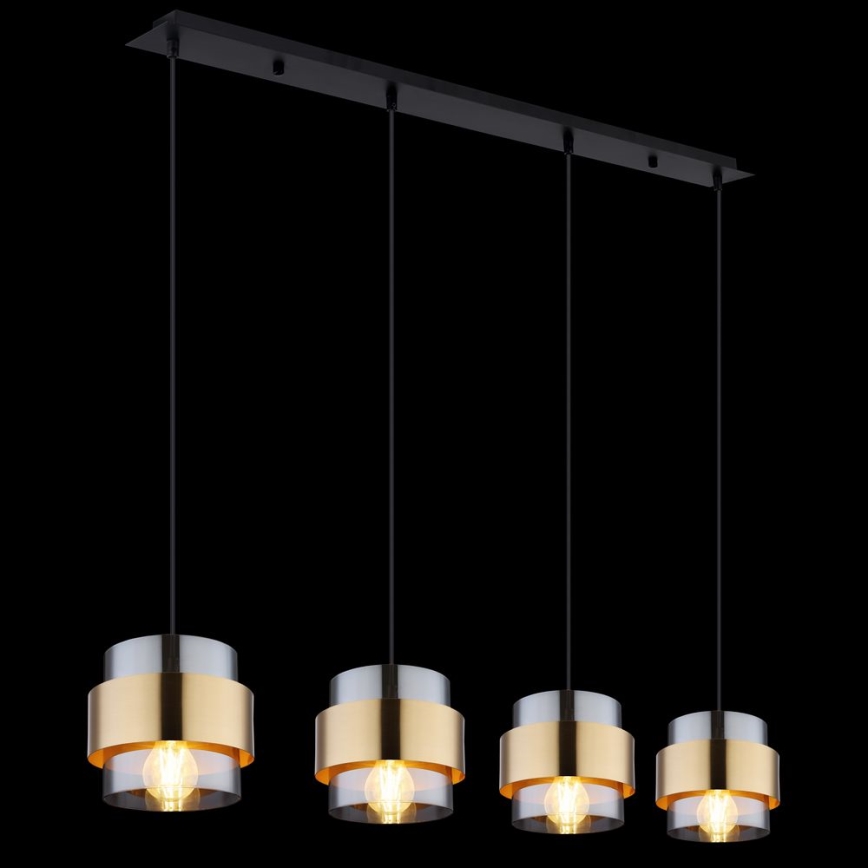 Globo - Висящ полилей 4xE27/60W/230V черен/месинг
