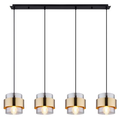 Globo - Висящ полилей 4xE27/60W/230V черен/месинг