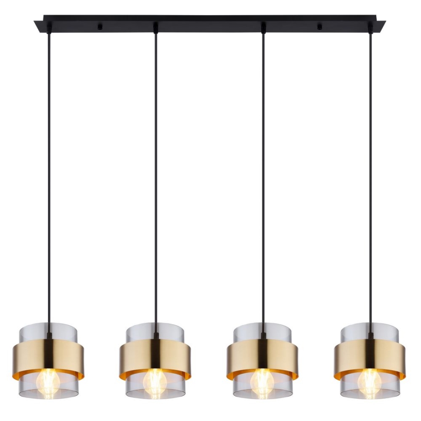Globo - Висящ полилей 4xE27/60W/230V черен/месинг