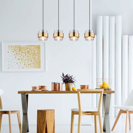 Globo - Висящ полилей 4xE27/60W/230V черен/месинг