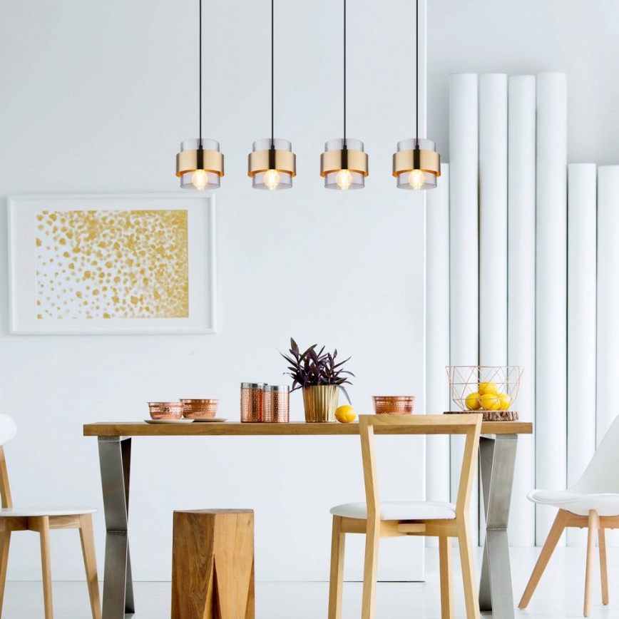 Globo - Висящ полилей 4xE27/60W/230V черен/месинг