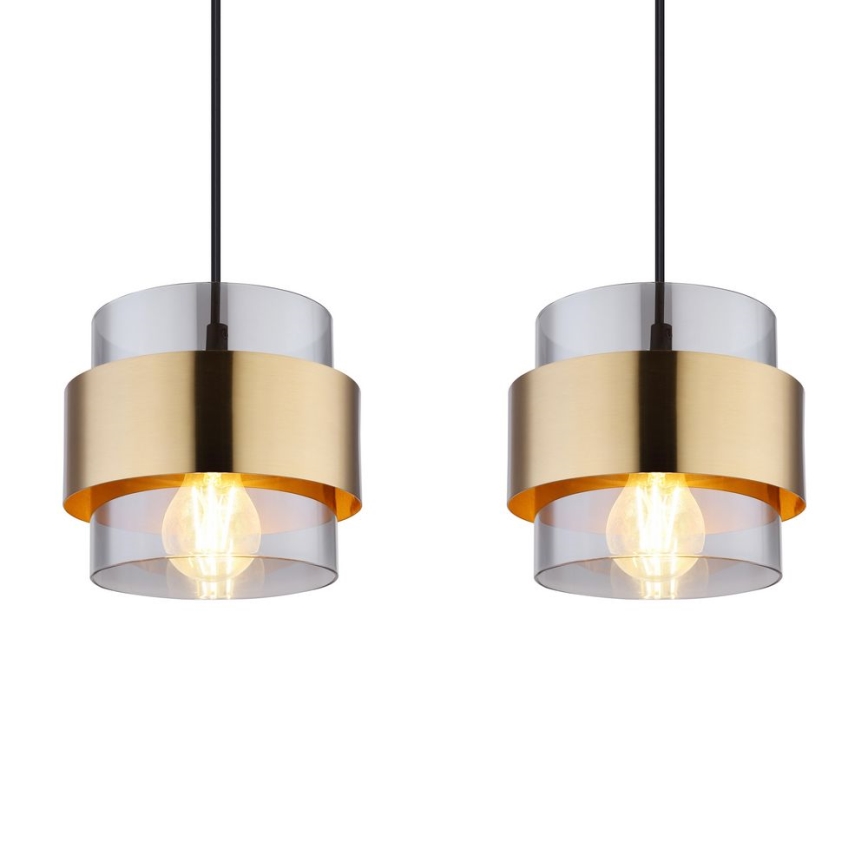 Globo - Висящ полилей 4xE27/60W/230V черен/месинг