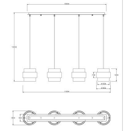 Globo - Висящ полилей 4xE27/60W/230V черен/месинг