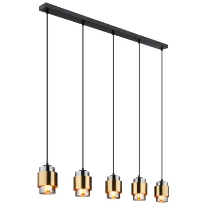 Globo - Полилей на кабел 5xE27/40W/230V черен/месинг
