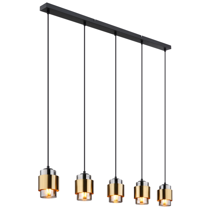 Globo - Полилей на кабел 5xE27/40W/230V черен/месинг