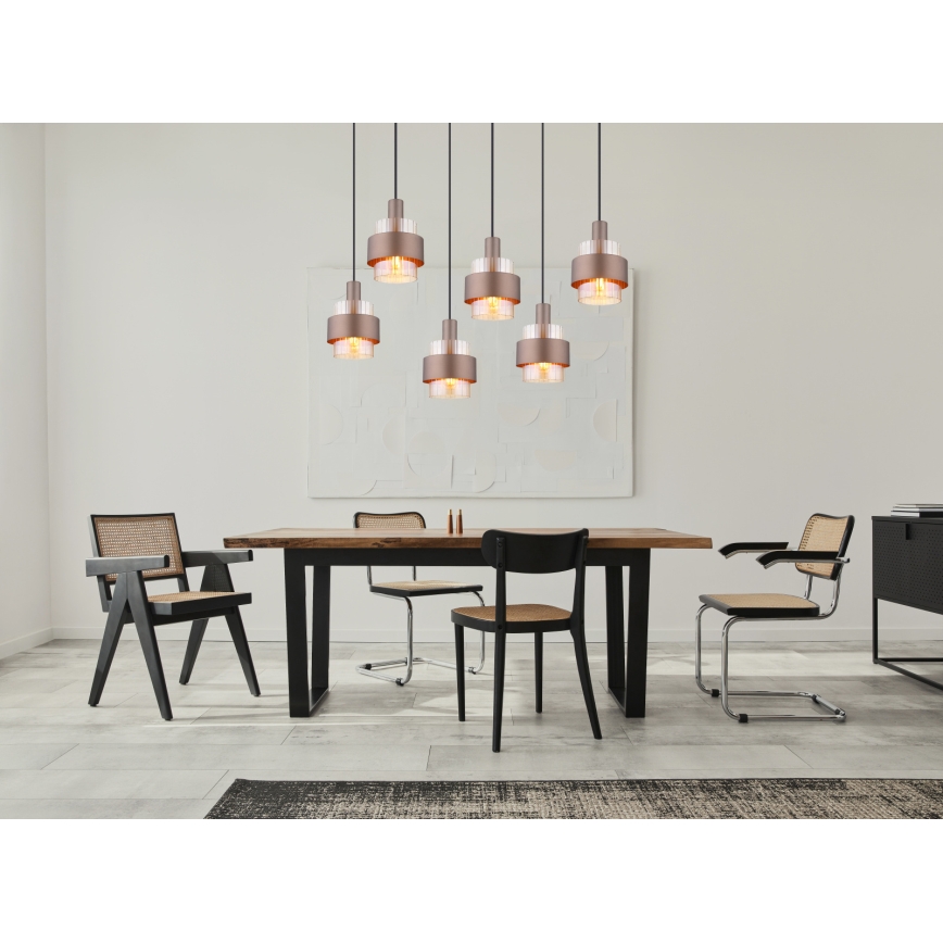 Globo - Полилей на кабел 6xE27/60W/230V кафяв