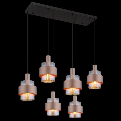Globo - Полилей на кабел 6xE27/60W/230V кафяв