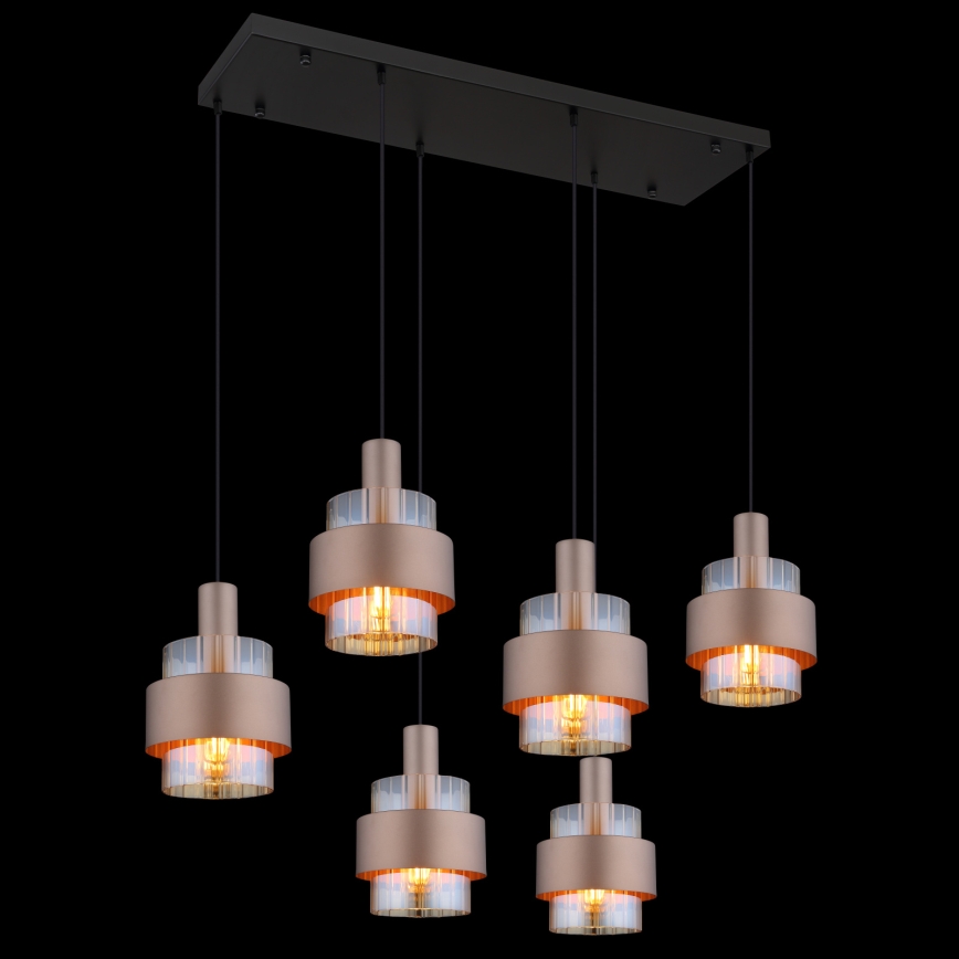 Globo - Полилей на кабел 6xE27/60W/230V кафяв