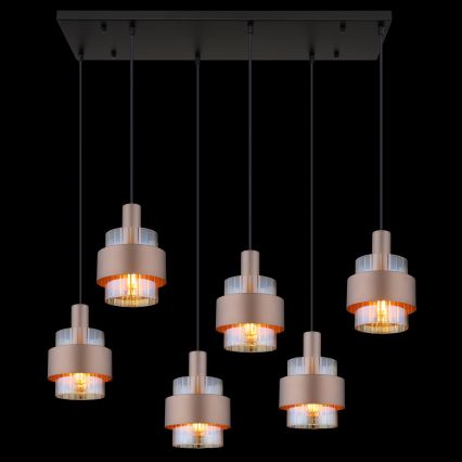 Globo - Полилей на кабел 6xE27/60W/230V кафяв