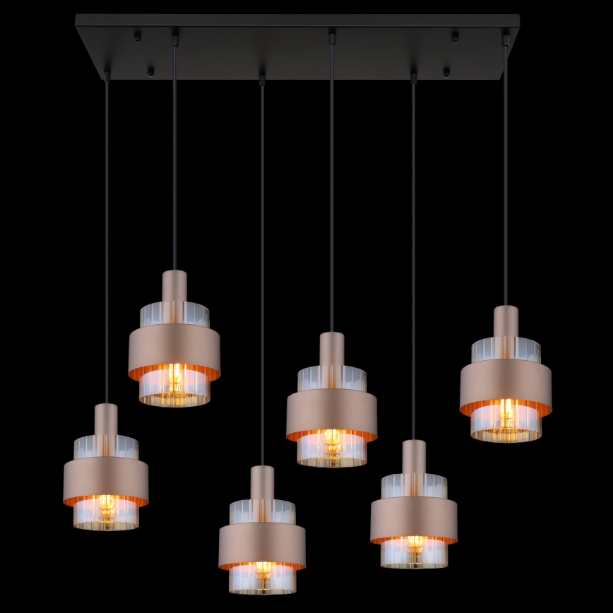 Globo - Полилей на кабел 6xE27/60W/230V кафяв