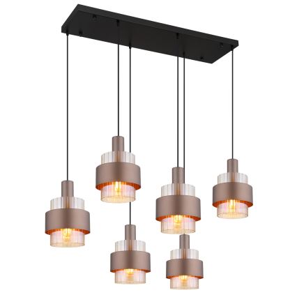 Globo - Полилей на кабел 6xE27/60W/230V кафяв