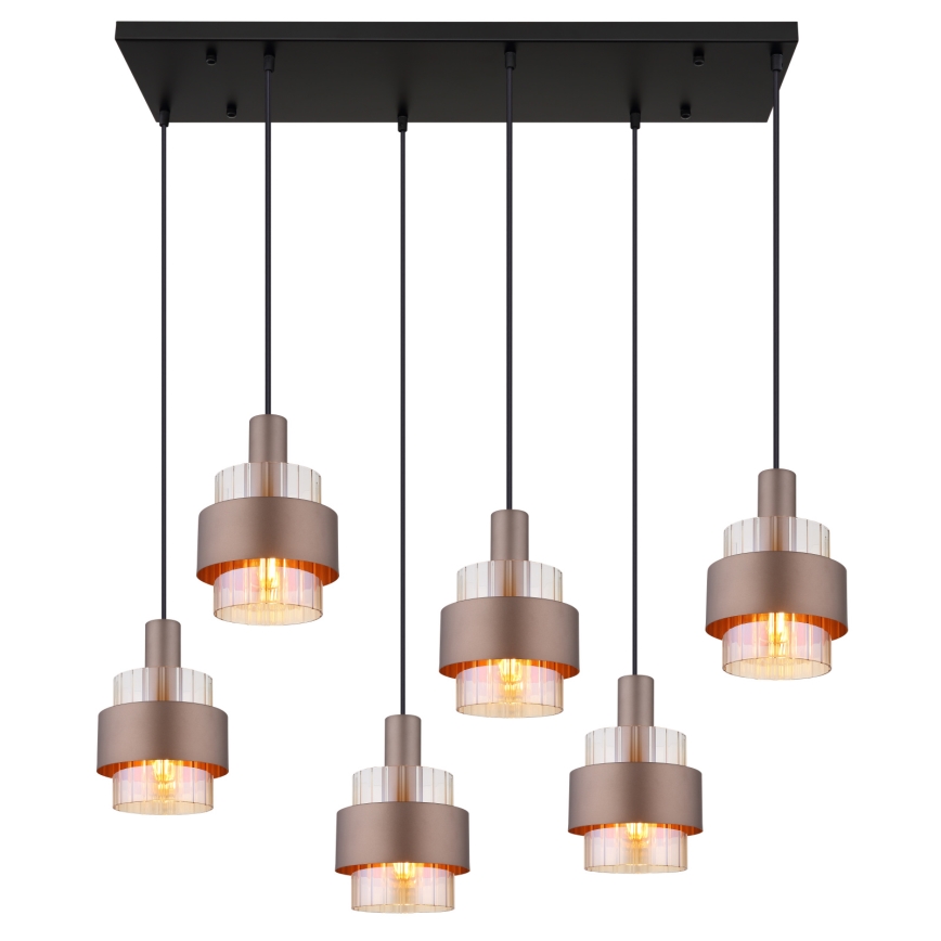 Globo - Полилей на кабел 6xE27/60W/230V кафяв