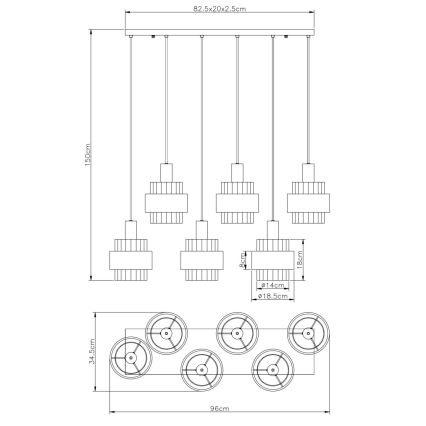 Globo - Полилей на кабел 6xE27/60W/230V кафяв