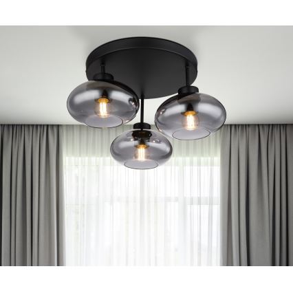 Globo - Полилей за повърхностен монтаж 3xE27ILLU/40W/230V черен