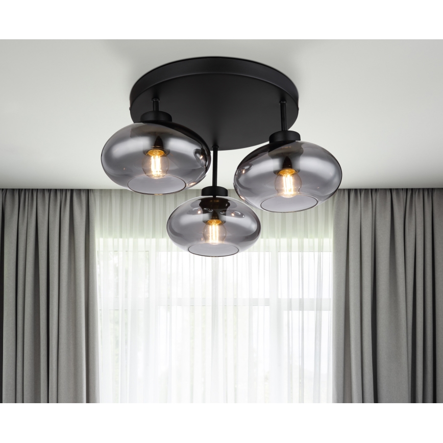 Globo - Полилей за повърхностен монтаж 3xE27ILLU/40W/230V черен