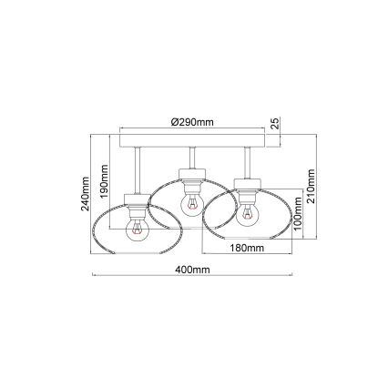 Globo - Полилей за повърхностен монтаж 3xE27ILLU/40W/230V черен