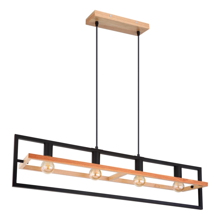 Globo 15575-4H - Подвесен полилей ERICA на кабел 4xE27/40W/230V черен/бежов